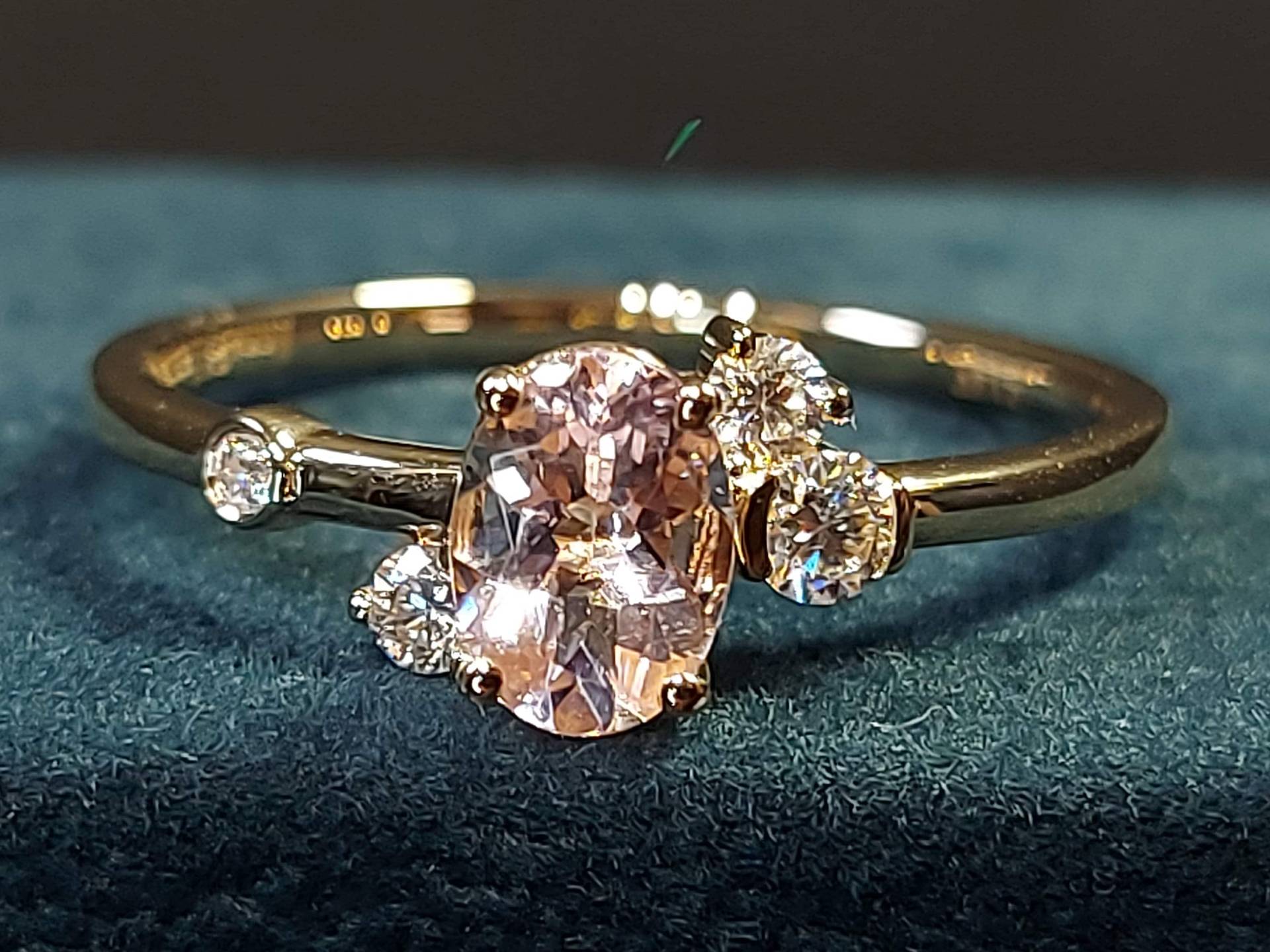 Vintage Oval Morganit 1 Ct/57mm/ Und Natürlicher Diamant Verlobungsring, Roségold Cluster Braut Frauen Ring Jahrestag Geschenk von ForeverForLove