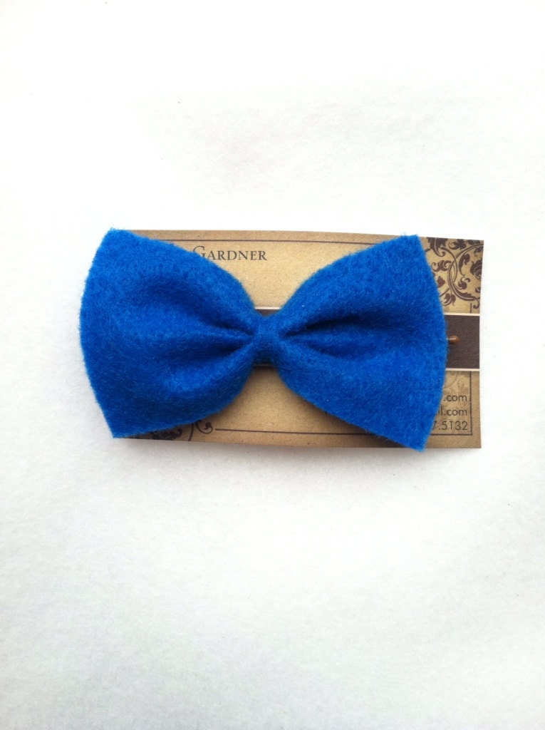 Blauer Filz Haar Schleife Haarklammer von ForeverMarie