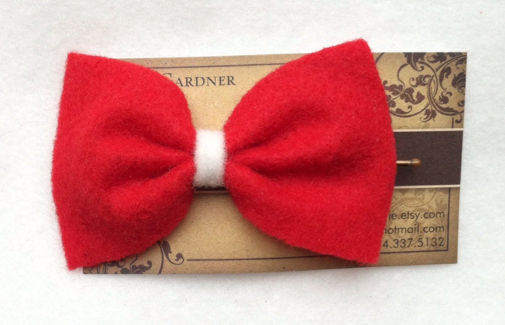 Roten Filz Haar Schleife Haarklammer von ForeverMarie