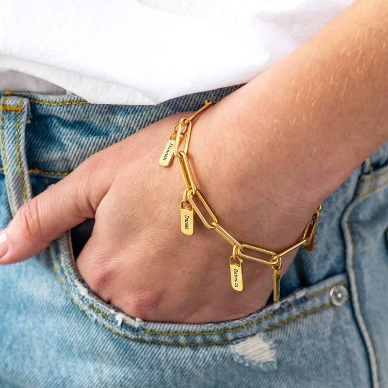 Link Charm Armband Gravierte Tag Anhänger Mit Diamanten Personalisierte Charms Monogramm Schmuck Für Sie Mutter Freundin Weihnachtsgeschenk von ForeverMy