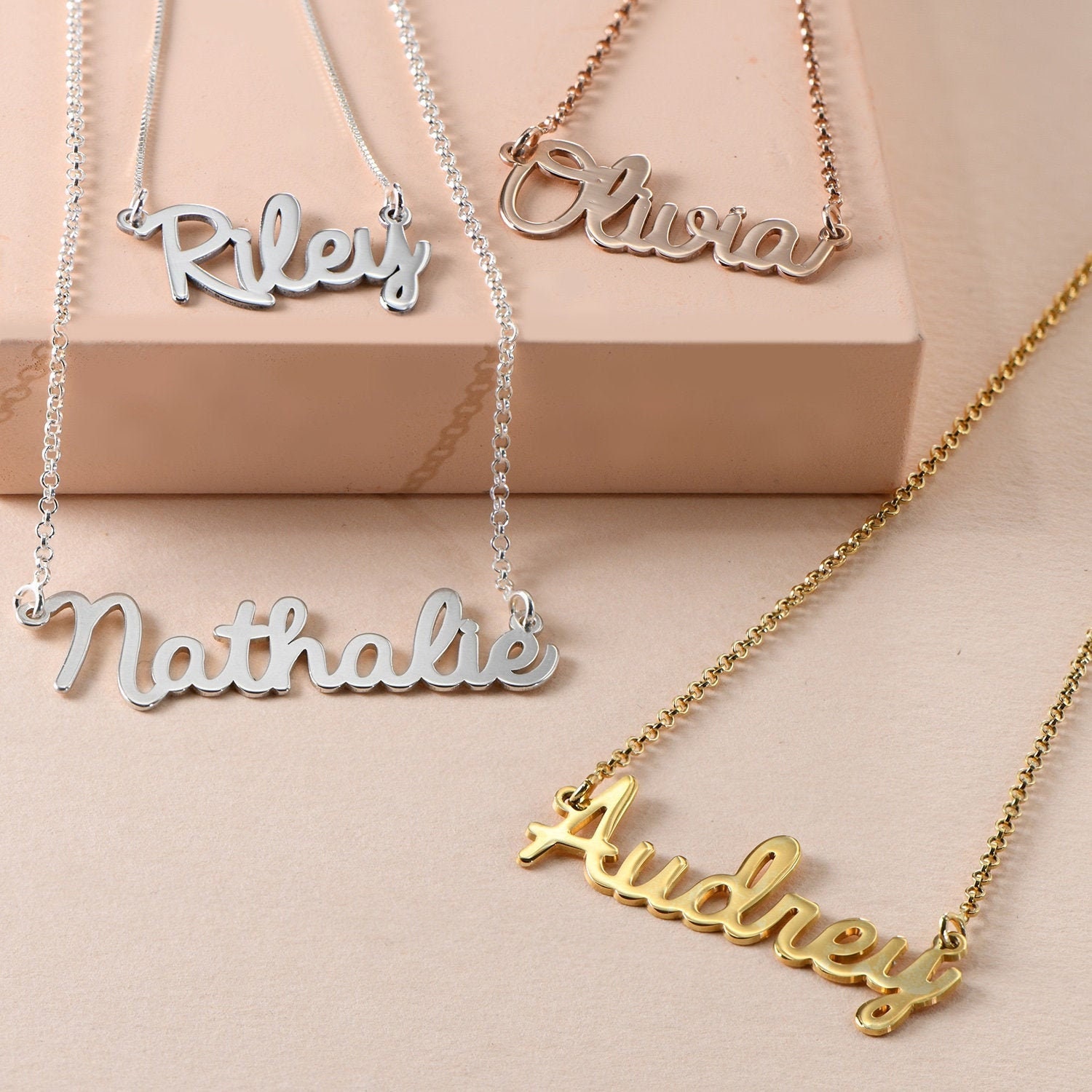 Personalisierte Namenskette Rosegold Silber 925 Personalisierter Benutzerdefinierter Name Schmuck Für Ihre Freundin Mama Frau Weihnachtsgeschenk von ForeverMy
