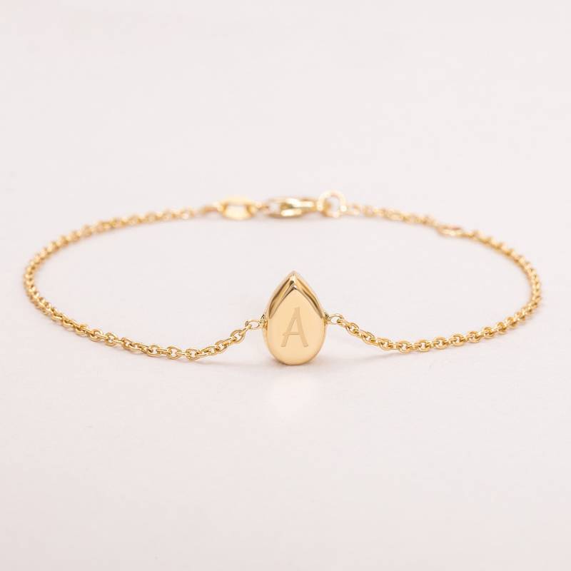 14K 18K Massivgold Teardrop Personalisierte Urne Armband, Minimal Tear Drop Aschehalter Feuerbestattung Benutzerdefinierte Initial Armband von ForeverMySun