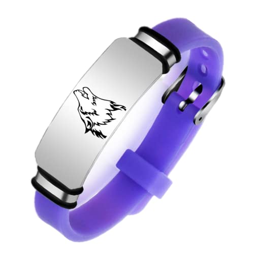 Einstellbar Wikinger Fenrir Wolf Silikon Armband,Inspirierend Wolf Glaube Wölfe Geist Ich Bin EIN Wolf Armband Wolf Fans Schmuck Geschenke für Männer Frauen Erwachsene Kinder, Lila von ForeverWill