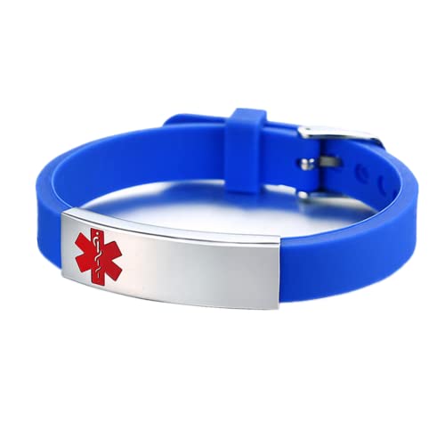 Einstellbares Medizinisches Alarm ID Silikon Armband, Personalisiertes Gummi Armreif für Krankheitsallergie, Angepasst Name Anzahl Notfall Sicherheits Armbänder für Erwachsene Kinder, 4 Farben von ForeverWill