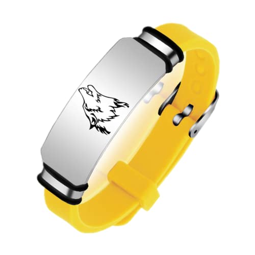 ForeverWill Einstellbar Wikinger Fenrir Wolf Silikon Armband,Inspirierend Wolf Glaube Wölfe Geist Ich Bin EIN Wolf Armband Wolf Fans Schmuck Geschenke für Männer Frauen Erwachsene Kinder, Gelb von ForeverWill