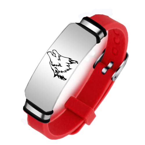 ForeverWill Einstellbar Wikinger Fenrir Wolf Silikon Armband,Inspirierend Wolf Glaube Wölfe Geist Ich Bin EIN Wolf Armband Wolf Fans Schmuck Geschenke für Männer Frauen Erwachsene Kinder, Rot von ForeverWill
