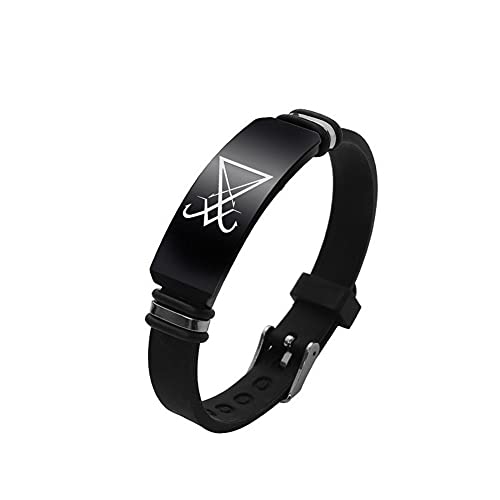 ForeverWill Elegantes Silikon Siegel von Luzifer Armband Kirche des Satans Sigillum Satanas Symbolismus Armreif für Männer Frauen Inspirierender Biblischer Schmuck von ForeverWill