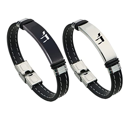 ForeverWill Judaica Lebendiges Symbol Armband Jüdische Chai Kabbala Silikon Armreif with Edelstahl Schnalle Hebräischer Brief Jüdischer Schmuck für Frauen Männer Juden Geschenk, 8,26 Zoll von ForeverWill