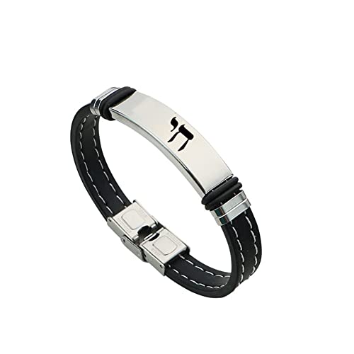 ForeverWill Judaica Lebendiges Symbol Armband Jüdische Chai Kabbala Silikon Armreif With Edelstahl Schnalle Hebräischer Brief Jüdischer Schmuck für Frauen Männer Juden Geschenk, 8,26 Zoll von ForeverWill