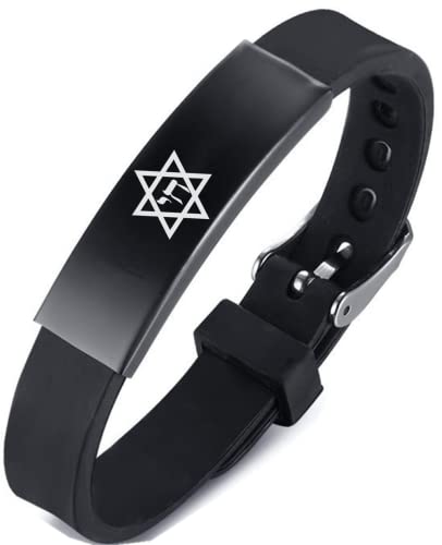 ForeverWill Jüdisches Lebens Symbol Hebräischer Chai in Magen David Stern Verstellbares Silikon Armband, Judaika Religiöses Israel Lässiges Armband für Männer Frauen Teenager von ForeverWill