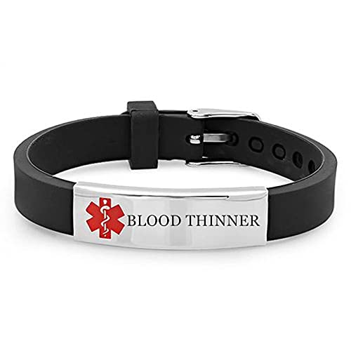 ForeverWill Männer Frauen Edelstahl Silikon Medical Alert Blood Thinner Awareness Armband Star of Life Medic Krankheit Typ Alarm Armband für Blutverdünner Patienten von ForeverWill