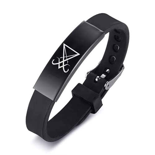 ForeverWill Schwarzes Silikon Siegel von Luzifer Armband für Jugendliche Männer Frauen Biblisches Satanisches Symbol Geist Armreif Inspirierende Satanssiegel Schmuck Geschenke für Ihn Ihr von ForeverWill