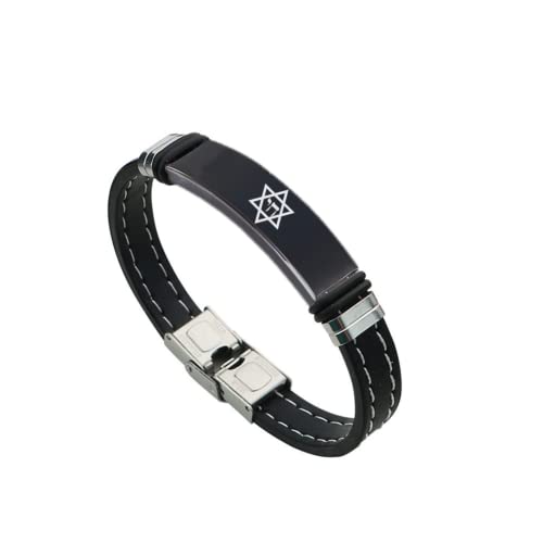 ForeverWill Stern von David Symbol des Lebens Hebräisches Chai Silikon Armband, Religiöses Judaica Israel Glaube Erinnerung Armreif Jüdischer Schmuck für Männer Frauen 8,26 Zoll,Schwarz von ForeverWill