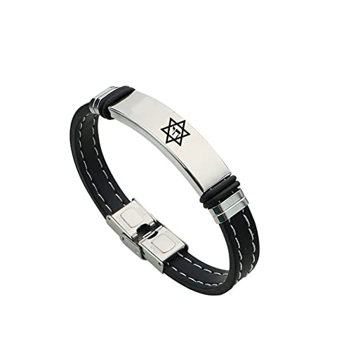 ForeverWill Stern von David Symbol des Lebens Hebräisches Chai Silikon Armband, Religiöses Judaica Israel Glaube Erinnerung Armreif Jüdischer Schmuck für Männer Frauen 8,26 Zoll,Silber von ForeverWill