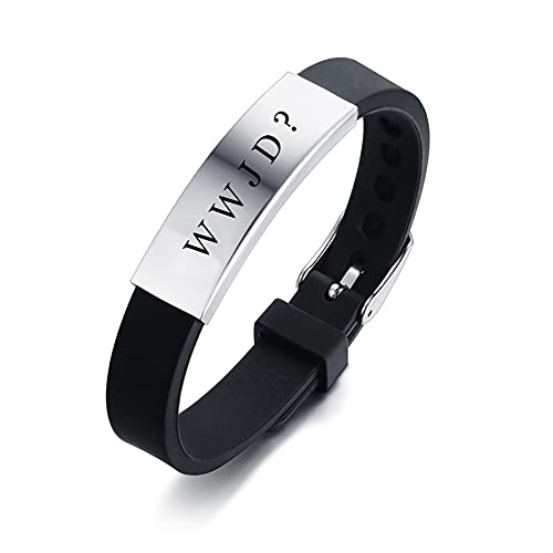 ForeverWill Verstellbares Silikon WWJD Armband von Mädchen Jungen Damen Herren WWJD? was würde Jesus tun Armband Erinnerungsgeschenke für Christen,Single Pack von ForeverWill