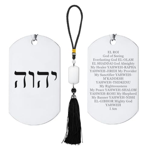 Hebräische Jahwe Religiöse Amulette Geschenke für Männer Frauen, Vier Buchstaben Tetragrammaton Symbol Namen von Gott Gebete Hängende Anhänger für Haustür Auto Rückspiegel von ForeverWill