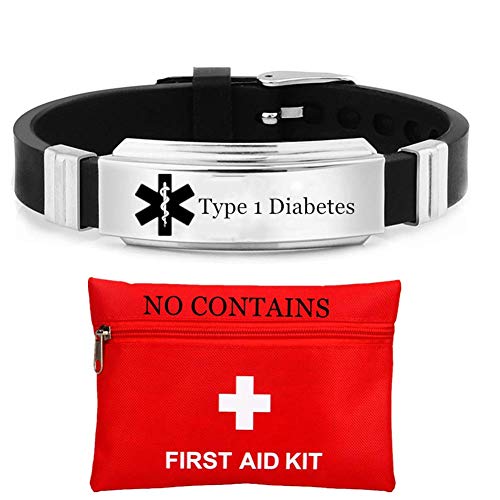 Personalised Silikon Medical Alert ID Armband, Customized Medic Identification Alarm Armband für Frauen Männer Jungen Mädchen Krankheit Allergie Awareness Gummiband für Erwachsene Kinder Notfall von ForeverWill