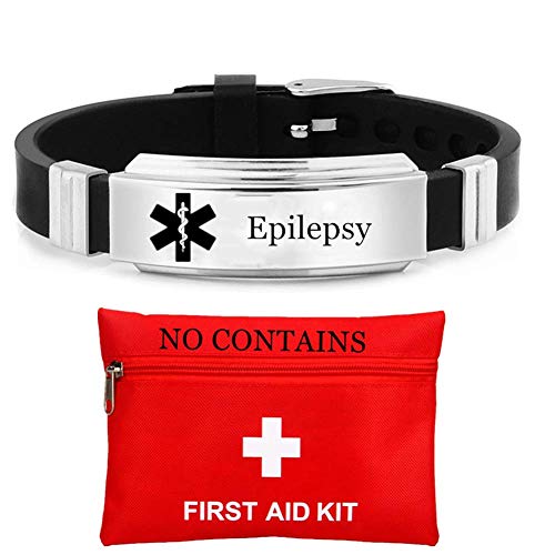 Personalised Silikon Medical Alert ID Armband, Customized Medic Identification Alarm Armband für Frauen Männer Jungen Mädchen Krankheit Allergie Awareness Gummiband für Erwachsene Kinder Notfall von ForeverWill