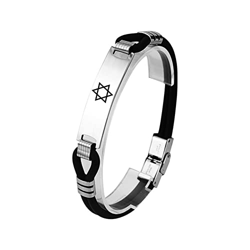 Stern von David Geschichtetes Silikon Armband, Religiöses Jerusalem Mogen David Stern Amulett Armreif für Jüdisch Israeli Judaica Hebräisch Israel Hanukkah Armband für Damen Herren, 8,26 Zoll von ForeverWill