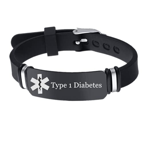 Verstellbares Silikon Typ 1 2 Diabetes Armband Medizinisches Diabetiker Bewusstsein Armreif für Kinder Teens Frauen Männer Personalised Identifikation Alarm Schmuck für Notfall Lebensretter von ForeverWill