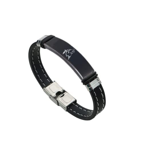 Wolf Schmuck - Cool Wikinger Wolfskopf Silikon Armband, Inspiriert Fenrir Wolves Geist Symbol Armreif für Wölfe Fans Schmuck für Damen Herren, 8,26 Zoll,Schwarz von ForeverWill