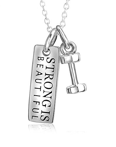 Damen Sterling Silber Bodybuilding GYM Fitness Kette Hantel Kettenlänge:45 cm inkl. Geschenkverpackung von Forfamilyltd
