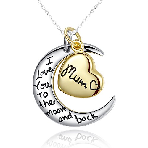 Sterling Silber: Anhänger Ich liebe dich bis zum Mond und zurück mit Halskette - Geschenk für die Mama von Forfamilyltd