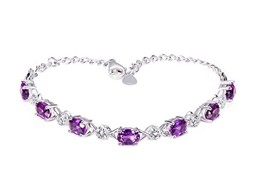 Oval-Schnitt-Classic & Graceful "Midnight Romance" Amethyst Lila CZ Tennis-Armband für Frauen 18cm + 3cm Extender Oval-Schnitt-Classic & Graceful "Midnight Romance" Amethyst Lila CZ Tennis-Armband für Frauen 18cm + 3cm Extender von Forfamilyltd
