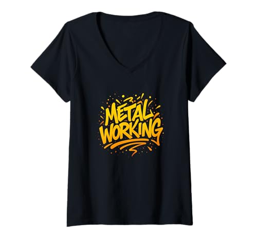 Damen Metallbearbeitung Graffiti Street Art T-Shirt mit V-Ausschnitt Damen Metallbearbeitung Graffiti Street Art T-Shirt mit V-Ausschnitt von Forge Street
