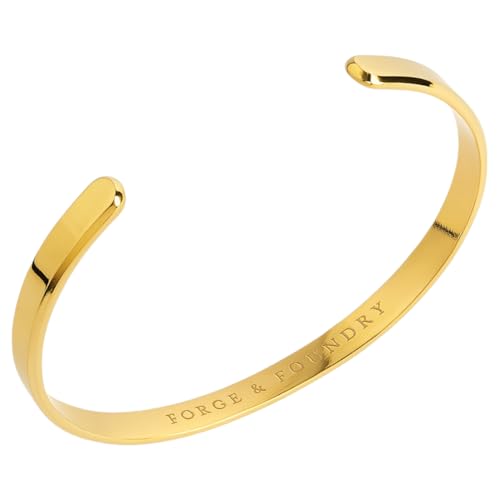 Forge & Foundry Minimalistisches Herren-Manschettenarmband aus Titan, vielseitig, wasserdicht, Design-geleiteter Kunsthandwerker-Schmuck, aus London (hochglanzpoliertes Gold) von Forge & Foundry