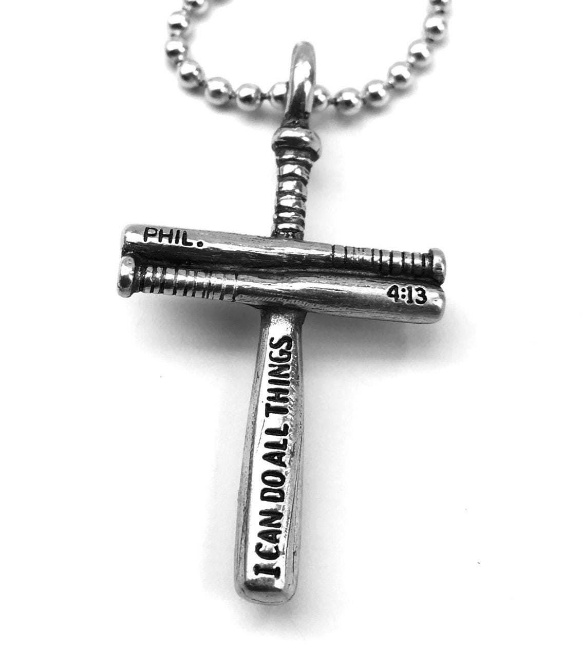 Baseballschläger Kreuz Halskette Small | Clb Philipper 413 Ich Kann Alles Tun Baseballschläger Kreuz Halskette Small | Clb Philipper 413 Ich Kann Alles Tun von ForgivenJewelry