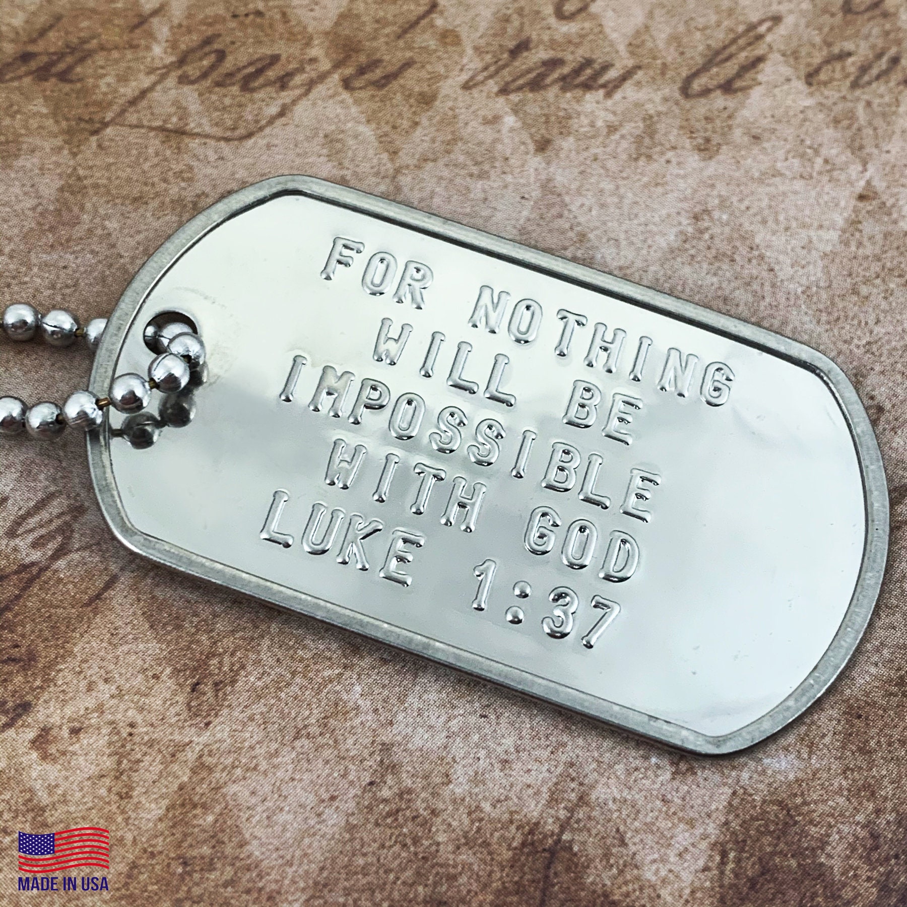 Dog Tag Halskette Luke 137 | Militär-Größe An Kugelkette | Dcl137 Denn Bei Gott Ist Nichts Unmöglich Dog Tag Halskette Luke 137 | Militär-Größe An Kugelkette | Dcl137 Denn Bei Gott Ist Nichts Unmöglich von ForgivenJewelry