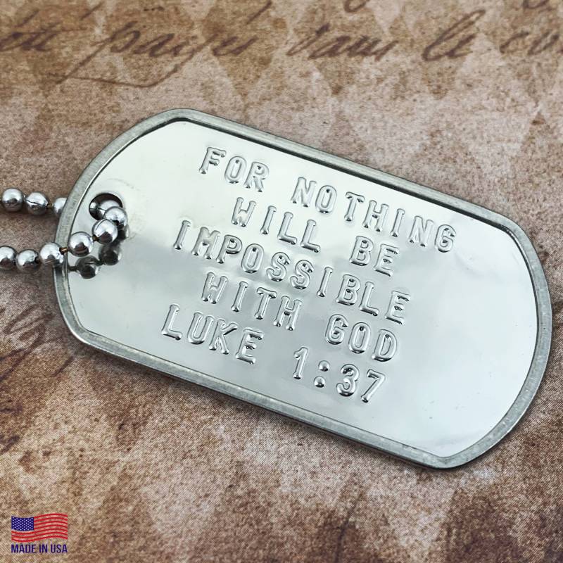 Dog Tag Halskette Luke 137 | Militär-Größe An Kugelkette | Dcl137 Denn Bei Gott Ist Nichts Unmöglich Dog Tag Halskette Luke 137 | Militär-Größe An Kugelkette | Dcl137 Denn Bei Gott Ist Nichts Unmöglich von ForgivenJewelry