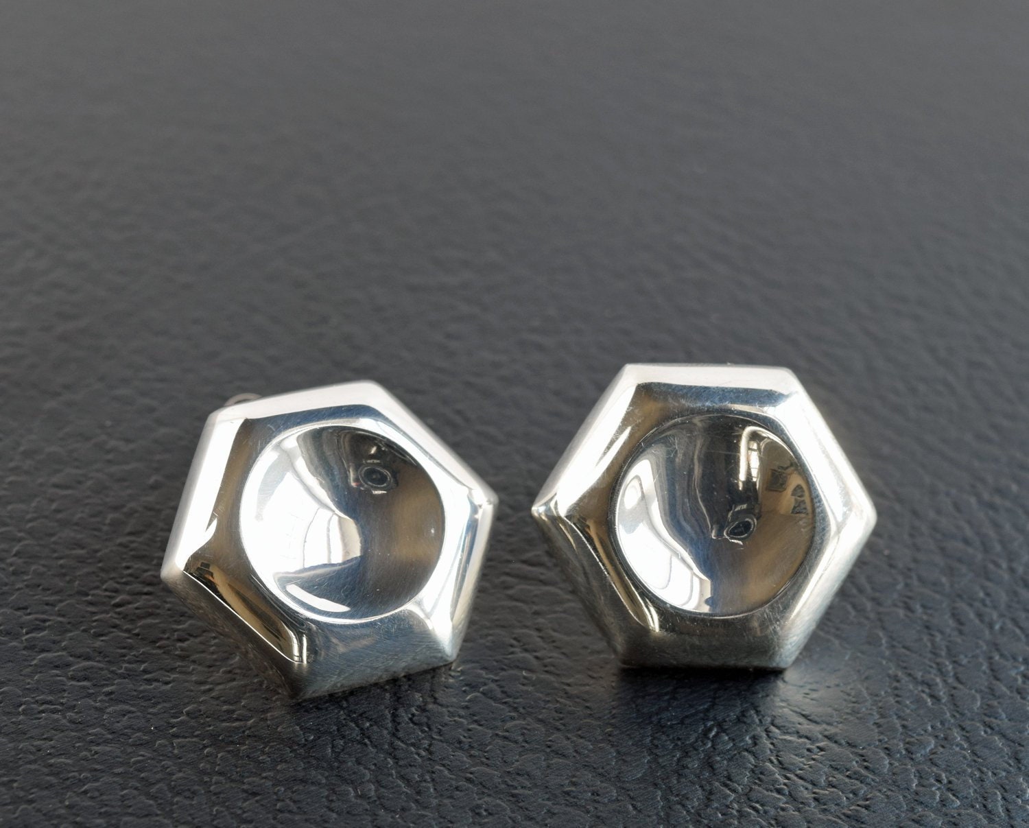 Vintage Mexiko Sterling Silber Ohrclips - Hexagon Clip Back Ohrringe Modernist Große 925 Vintage Mexiko Sterling Silber Ohrclips - Hexagon Clip Back Ohrringe Modernist Große 925 von ForgottenFinery