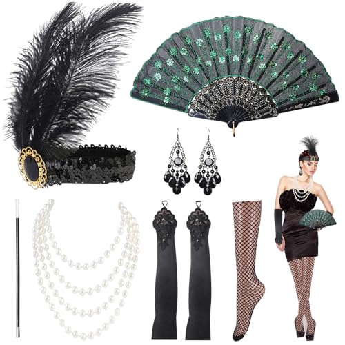 Forhome 20er Jahre Accessoires 8 Stück Gatsby Accessoires Damen 20er Jahre Kostüm Damen 1920er Accessoires Damen Für Karneval Halloween Weihnachten Neujahr Flapper Party von Forhome