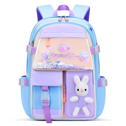 Forhome Schulrucksack Mädchen Schulranzen Mädchen Rucksack Kinder Große Kapazität Schultasche Kawaii Treibsand Kühlschranktür Rucksack für Kinder 5-12 Jahre Alt(Blau) von Forhome