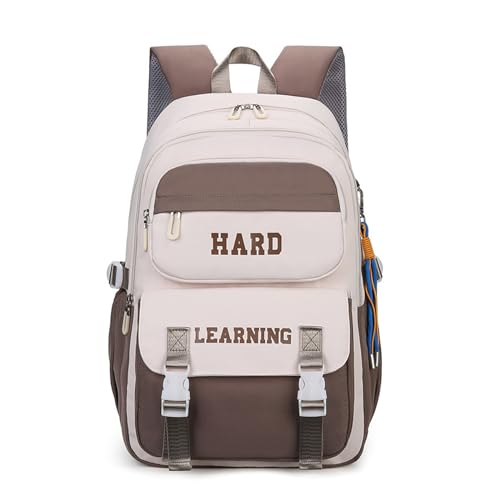 Forhome Schulrucksack Mädchen Teenager Schulrucksack Mädchen Teenager Rucksack Schule,Rucksack Schule, Multi-Tasche für Uni Reisen mit Plüsch-Accessoires Braun von Forhome