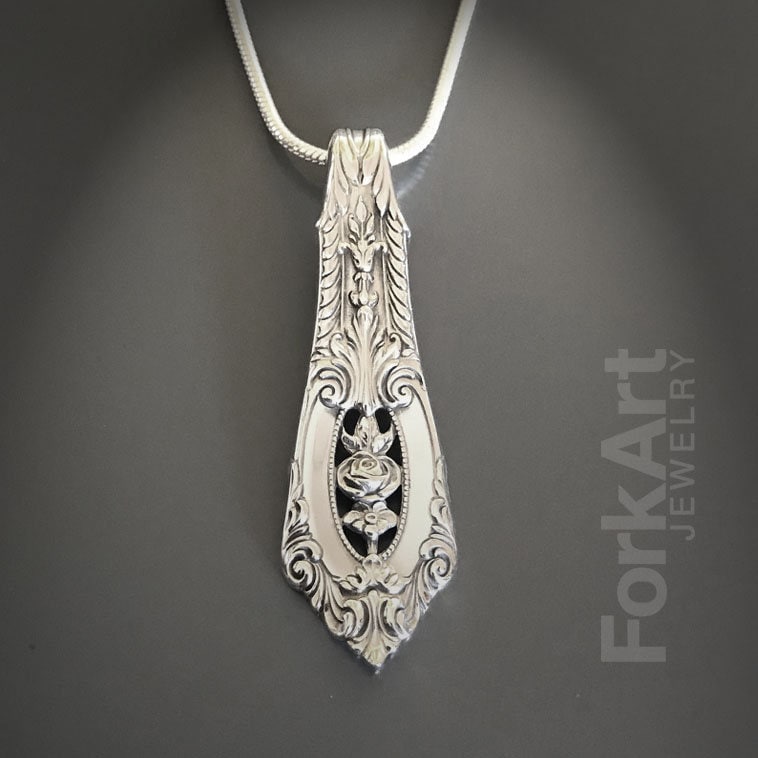 Wallace Rose Point Sterling Silber Anhänger von ForkArtJewelry
