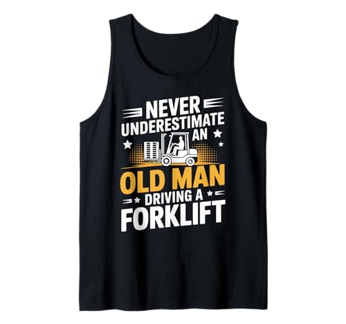 Herren Alter Mann fährt Gabelstapler Lustige Lagerarbeit Tank Top von Forklift Operator Humor Vintage Apparel for Men