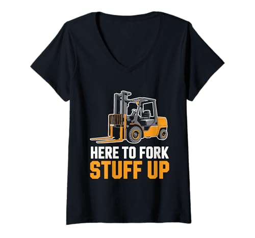 Damen Gabelstaplerfahrer Humor Geschenk T-Shirt mit V-Ausschnitt Damen Gabelstaplerfahrer Humor Geschenk T-Shirt mit V-Ausschnitt von Forklift Warehouse Gifts