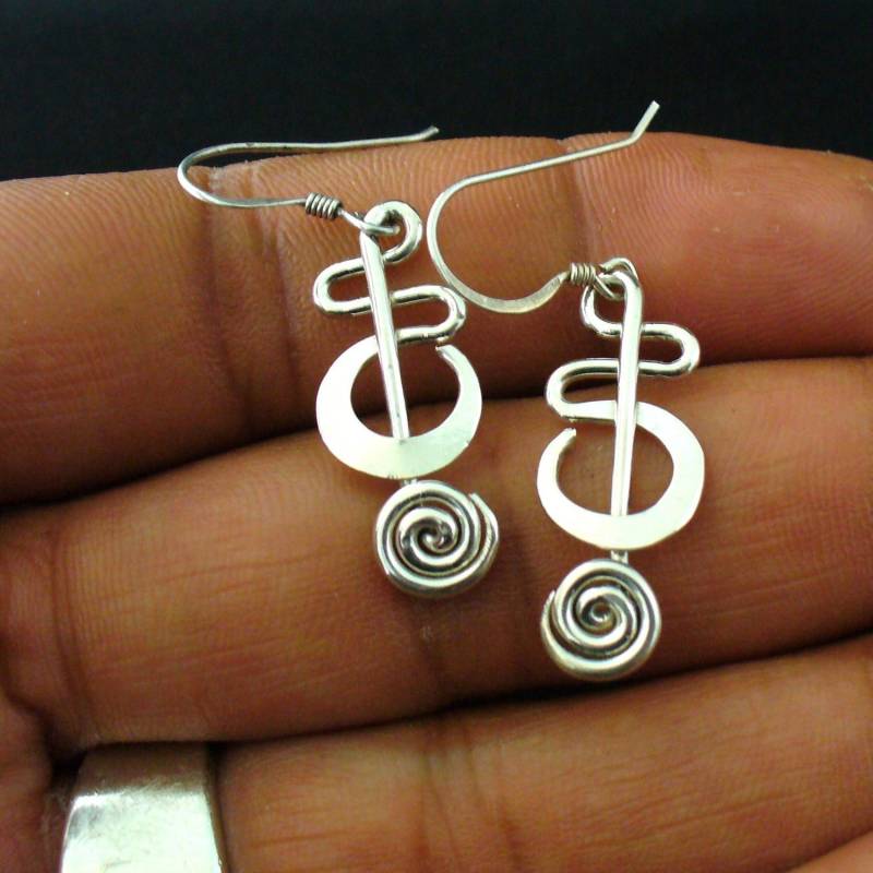 Handgemachte Sterling Silber Twisted Wire Ohrringe von Forkwhisperer
