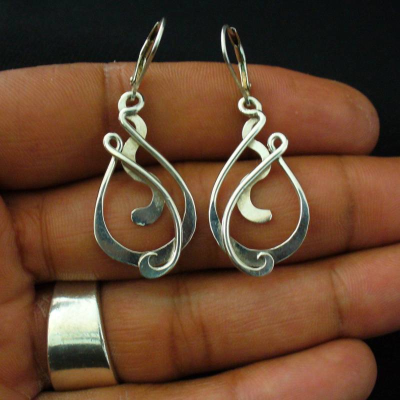 Handmade Sterling Silber Gedrehten Drahtohrringe von Forkwhisperer