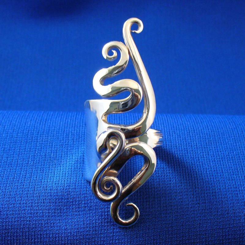 Voller Ring Aussage Statement Schmuck Sterling Silber Gabel Einzigartige Handgemachte Massivem Fingerringe Für Frauen von Forkwhisperer