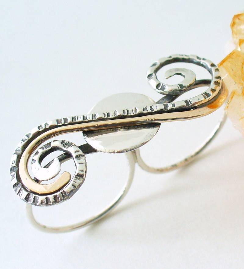 sterling/Gold Zwei Fingerring Für Frauen Doppel Finger Ring 2 Aussagering Verstellbaren Frauen, Die Gemischt Metallring sterling/Gold Zwei Fingerring Für Frauen Doppel Finger Ring 2 Aussagering Verstellbaren Frauen, Die Gemischt Metallring von Forkwhisperer