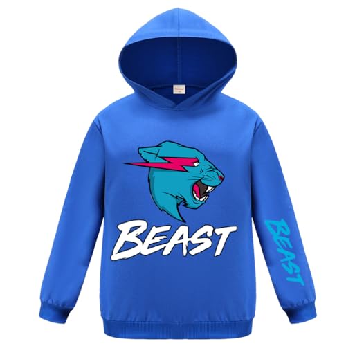 Forlcool Mr Beast Merch Pullover Hoodie für Jungen und Mädchen Tops Hoodie, blau, 11-12 Jahre von Forlcool