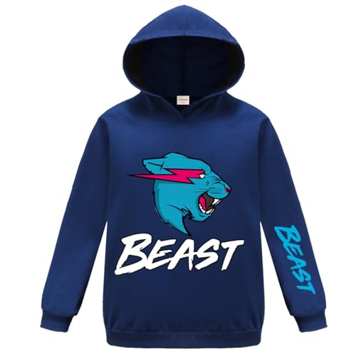 Forlcool Mr Beast Merch Pullover Hoodie für Jungen und Mädchen Tops Hoodie, marineblau, 12-13 Jahre von Forlcool