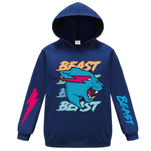 Forlcool Mr Beast Merch Pullover Hoodie für Jungen und Mädchen Tops Pullover, marineblau, 11-12 Jahre von Forlcool