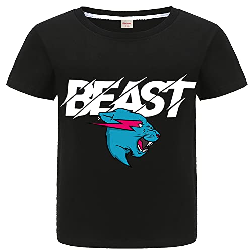 Forlcool Mr Beast Merch T-Shirts YouTube Gamer T-Shirt für Kinder 100% Baumwolle, Schwarz , 7-8 Jahre von Forlcool
