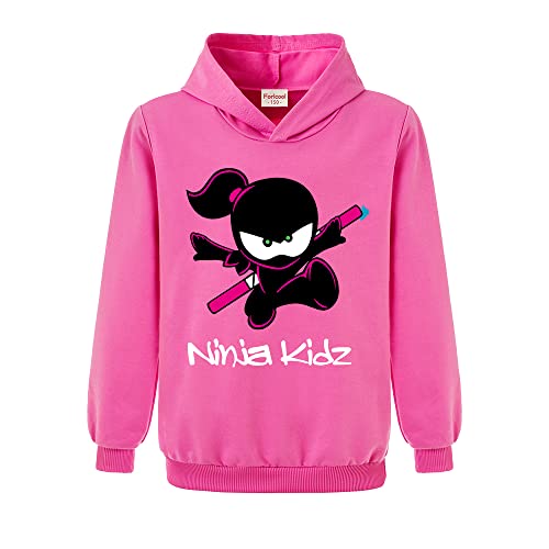 Forlcool Ninja Kidz Merch Mädchen und Jungen Bedruckt Sweatshirt Hoodie Kinder Casual Jumper Top, rosarot, 7-8 Jahre von Forlcool