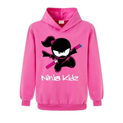 Forlcool Ninja Kidz Merch Mädchen und Jungen Bedrucktes Sweatshirt Hoodie Kinder Casual Pullover Top, rosarot, 11-12 Years von Forlcool